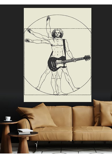 Gitaristin Anatomisi Dekoratif Kanvas - Mdf Ahşap Tablo