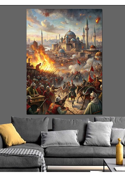 Savaş Temalı Osmanlı Dekoratif Kanvas - Mdf Ahşap Tablo