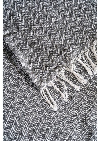 Crystallinen Pamuklu Lüks Koltuk Örtüsü Koyu Gri Renk Çavuş Desen 175X225 | Çok Amaçlı Örtü fırsatları