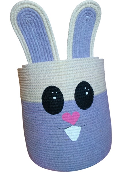 Tuğba Hand Made büyük Boy 35(H)*EN26 cm Çok Amaçlı Pamuklu Tavşan Sepet. Oyuncak Sepeti, Saklama Kutusu. Düzenleyici