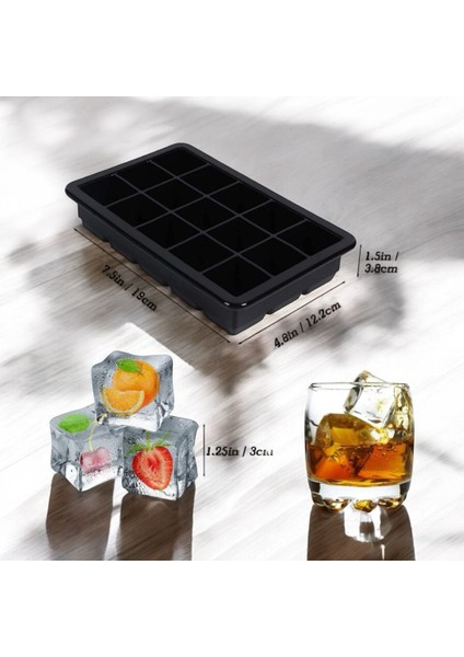 HOLLYHOME 2 Adet Silikon Küp Buz Kalıbı Gri/Kırmızı Buzluk 19X22CM (15 Bölmeli 3X3X3CM) fırsatları