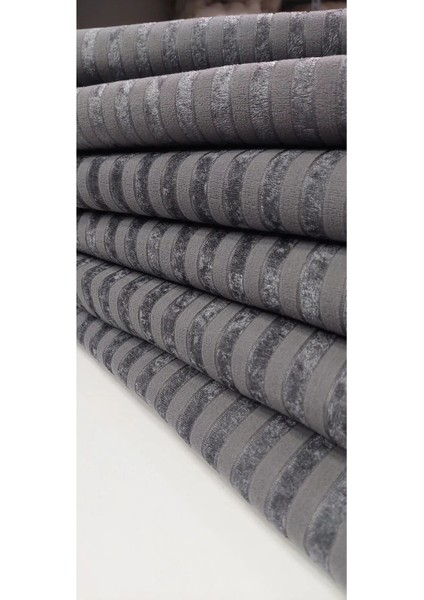 Antrasit Gri Çizgili Koltuk Örtüsü Süngerli Kaymaz Çekyat Kadife Ölçüm [170 x 210 Cm]