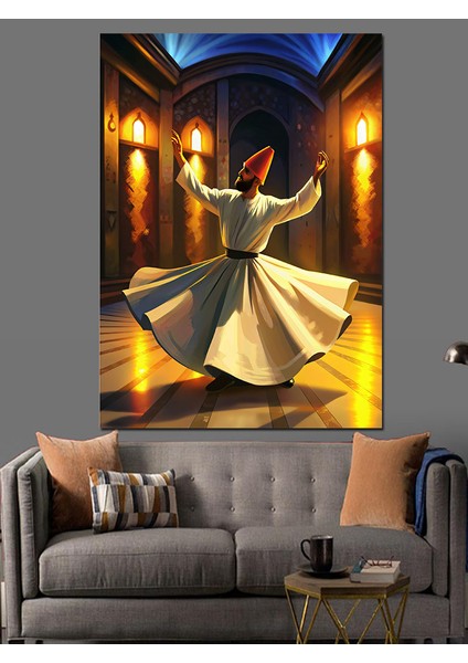 Semazen Mevlevi Dekoratif Kanvas - Mdf Ahşap Tablo