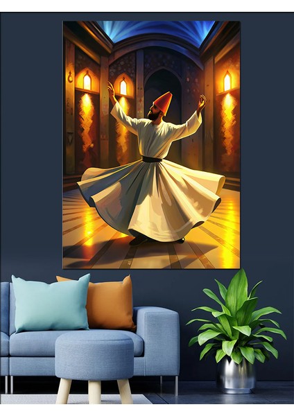 Semazen Mevlevi Dekoratif Kanvas - Mdf Ahşap Tablo fiyatları