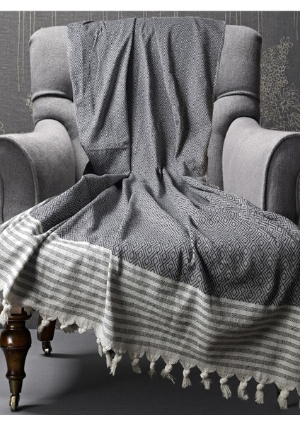 Buldan Işi Kolları Örten Tekli ve Üçlü Pamuk Dokuma Çekyat Koltuk Örtüsü Takımı 3-3-1-1 Antrasit fiyatları