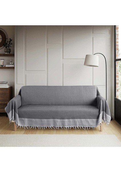 Buldan Işi Kolları Örten Tekli ve Üçlü Pamuk Dokuma Çekyat Koltuk Örtüsü Takımı 3-3-1-1 Antrasit modelleri