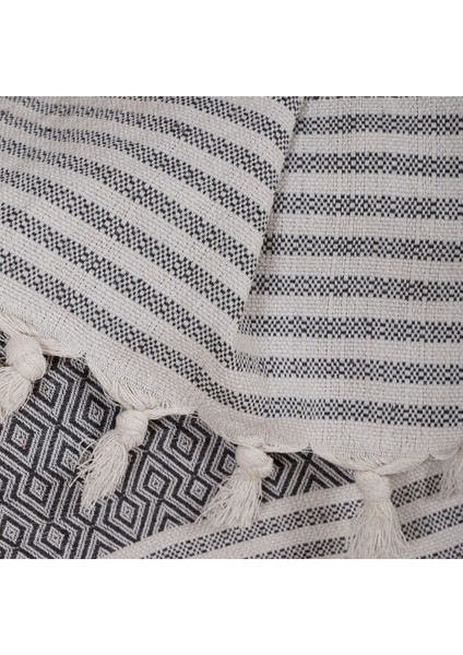 Buldan Işi Kolları Örten Tekli ve Üçlü Pamuk Dokuma Çekyat Koltuk Örtüsü Takımı 3-3-1-1 Antrasit indirimleri