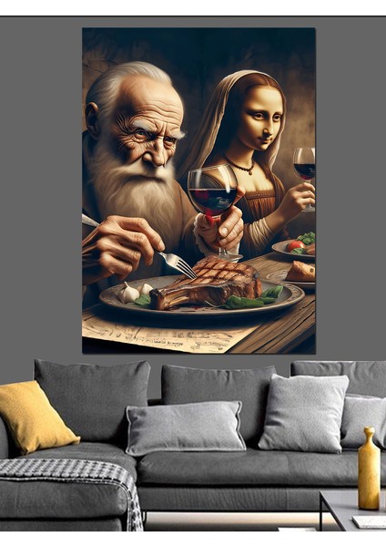 Leonardo ve Mona Lisa Dekoratif Kanvas - Mdf Ahşap Tablo fiyatları