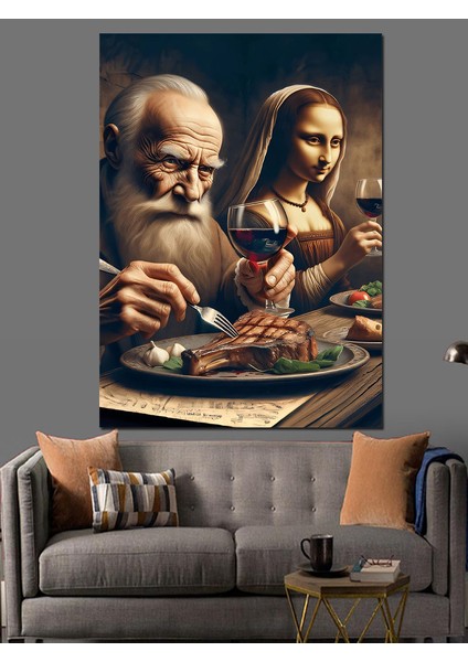 Leonardo ve Mona Lisa Dekoratif Kanvas - Mdf Ahşap Tablo modelleri