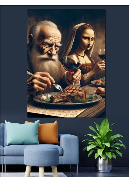 Leonardo ve Mona Lisa Dekoratif Kanvas - Mdf Ahşap Tablo fırsatları