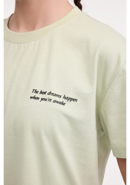 Wl Anna 11 5fx Pastel Yesıl Kadın Kısa Kol T-Shirt