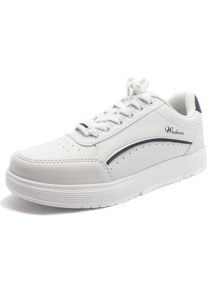 Beyaz Renk Düz Taban Bağcıklı Kadın Sneakers