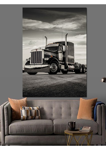 Siyah Beyaz Tır Dekoratif Kanvas - Mdf Ahşap Tablo fiyatları