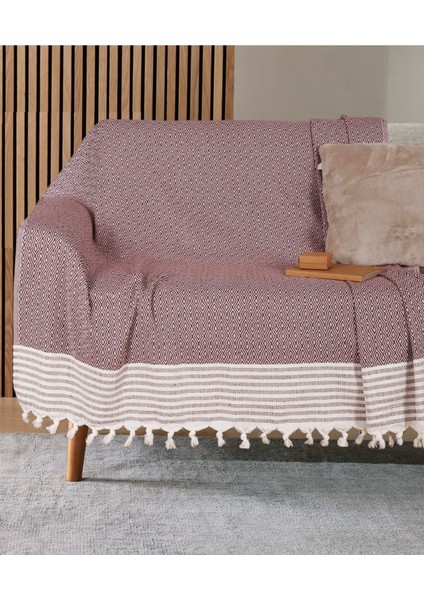 Buldan Işi Pamuklu Koltuk Örtüsü 170X210 cm Kaliteli Koltuk Şalı Çekyat Kanepe Örtüsü - Mürdüm