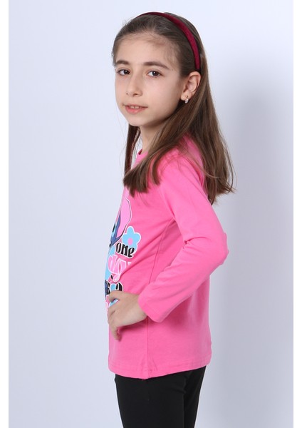 KIZ ÇOCUK UZUN KOLLU TSHİRT 4 MEVSİM BİSİKLET YAKA KARAKTER BASKILI C34 indirimleri