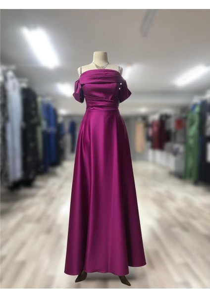 Şalkaya Beli Drape Ip Askılı Yırtmaçlı Uzun Saten Abiye Özel Gün Elbisesi fiyatları