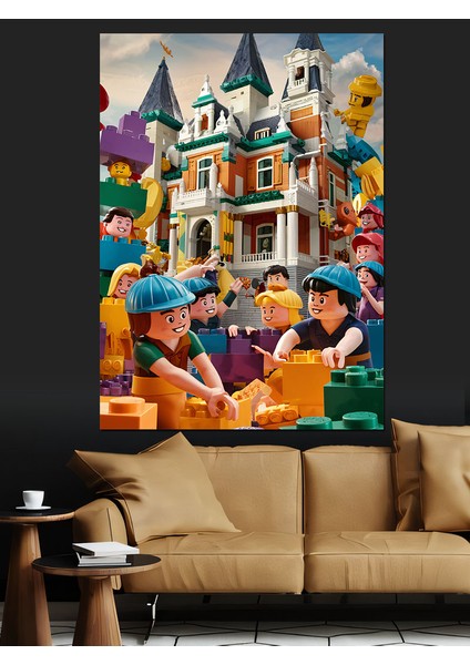 LEGO Adamlar ve Şato Dekoratif Kanvas - Mdf Ahşap Tablo