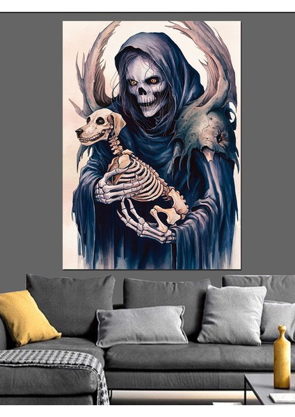Ölüm Meleği ve Köpek Dekoratif Kanvas - Mdf Ahşap Tablo fiyatları