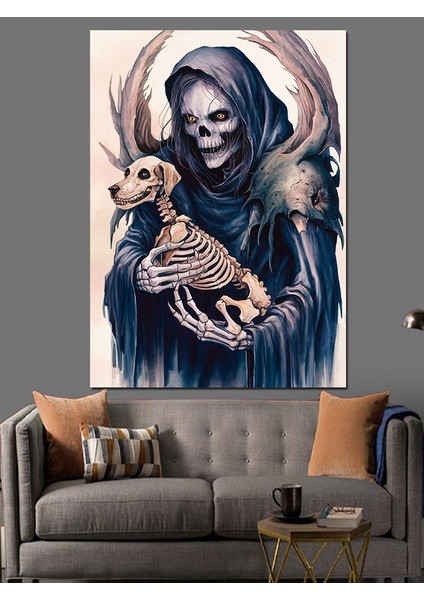 Ölüm Meleği ve Köpek Dekoratif Kanvas - Mdf Ahşap Tablo modelleri