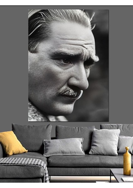 Siyah Beyaz Mustafa Kemal Atatürk Dekoratif Kanvas - Mdf Ahşap Tablo modelleri