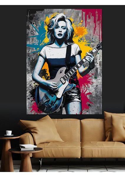 Gitarist Kız Dekoratif Kanvas - Mdf Ahşap Tablo modelleri
