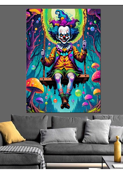 Palyaço ve Harikalar Diyarı Dekoratif Kanvas - Mdf Ahşap Tablo fırsatları