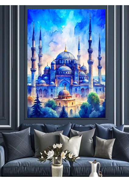 Akşam Karanlığında Ayasofya Camii Dekoratif Kanvas - Mdf Ahşap Tablo modelleri