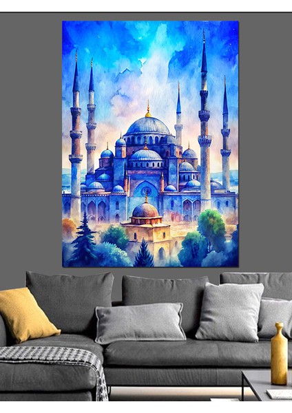 Akşam Karanlığında Ayasofya Camii Dekoratif Kanvas - Mdf Ahşap Tablo fırsatları