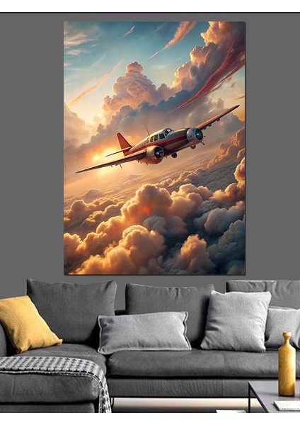 Bulutların Üstündeki Uçak Dekoratif Kanvas - Mdf Ahşap Tablo modelleri