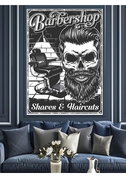 Erkek Kuaförü Berber Dekoratif Kanvas - Mdf Ahşap Tablo