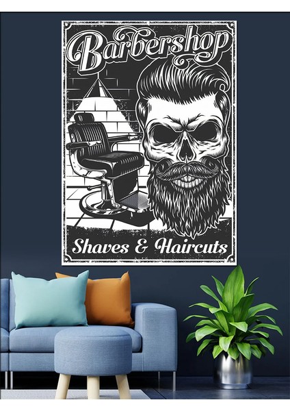 Erkek Kuaförü Berber Dekoratif Kanvas - Mdf Ahşap Tablo fırsatları