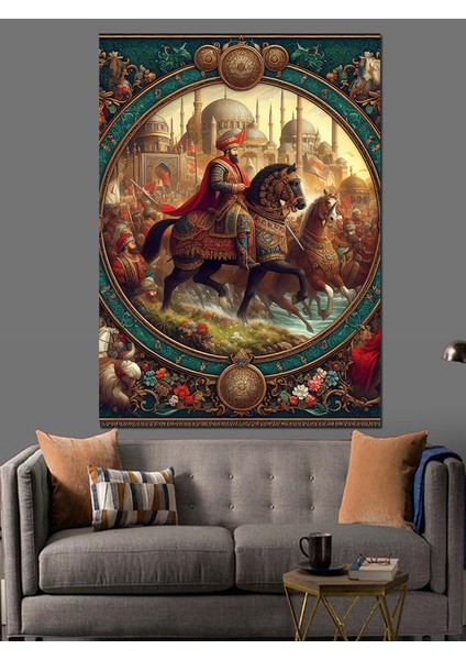 Osmanlı Padişahı Sefere Çıkıyor Dekoratif Kanvas - Mdf Ahşap Tablo fiyatları