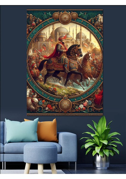 Osmanlı Padişahı Sefere Çıkıyor Dekoratif Kanvas - Mdf Ahşap Tablo modelleri