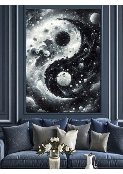 Ying Yang Denge Dekoratif Kanvas - Mdf Ahşap Tablo