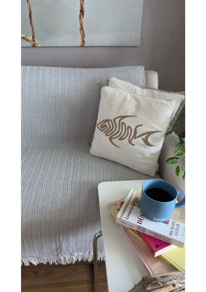 Balıksırtı Dokuma Koltuk Örtüsü,kanepe Örtüsü,çekyat Örtüsü,tv Battaniyesi,koltuk Şalı Gri (170X210