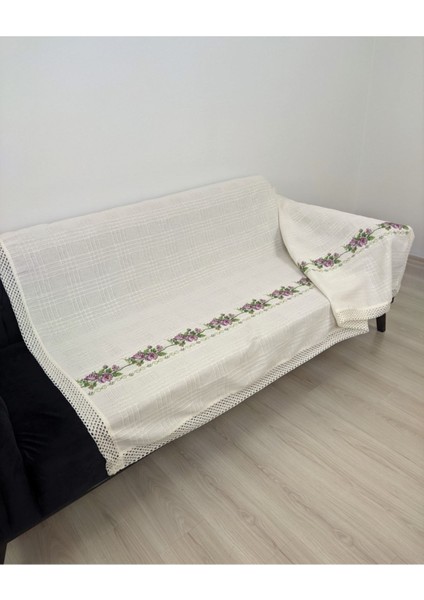 350 cm Kanaviçeli Çekyat Koltuk Örtüsü Mor Kanaviçe Işlemeli Kaneviçeli Buldan Işi Kanepe Örtü fırsatları