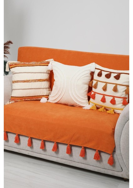 Sırt ve Oturma Kısmını Kapatan Püsküllü Koltuk Örtüsü 180X155 Cm,ko-31ık
