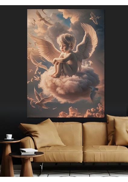Bulutların Üstünde Çocuk Melek Dekoratif Kanvas - Mdf Ahşap Tablo fiyatları