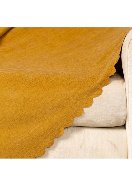 Hardal Dokuma Kadife Şönil Düz Kumaş Çift Taraflı Koltuk Şalı Örtüsü Maxi Set (3+3+1+1) fiyatları