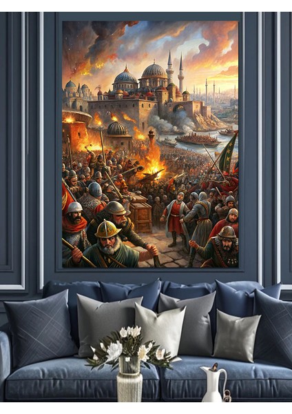 Savaş Temalı Osmanlı Dekoratif Kanvas - Mdf Ahşap Tablo