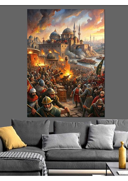 Savaş Temalı Osmanlı Dekoratif Kanvas - Mdf Ahşap Tablo fiyatları