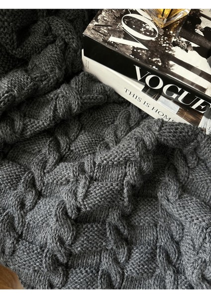 Saç Örgülü Kareli Triko Tv Battaniyesi Koltuk Şalı fiyatları