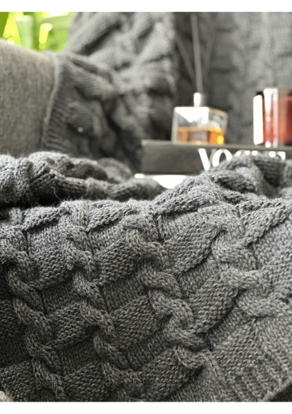 Saç Örgülü Kareli Triko Tv Battaniyesi Koltuk Şalı modelleri