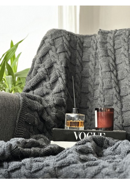 Saç Örgülü Kareli Triko Tv Battaniyesi Koltuk Şalı fırsatları