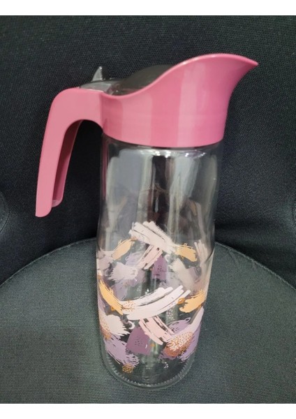 London Keep Life Healthy Glassware Seri Koyu Pembe 1,5lt Sürahi Bas Aç Kapaklı Cam Desenli 1 Adet fiyatları