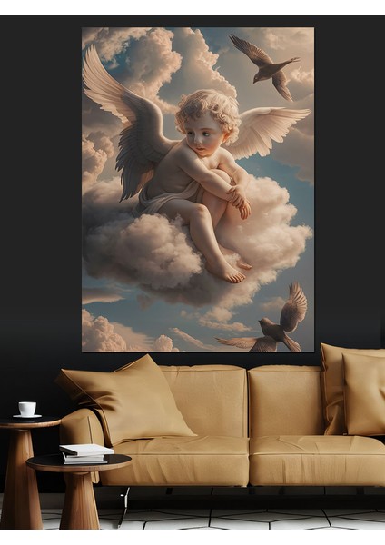 Çocuk Melek Bulutların Üstünde Dekoratif Kanvas - Mdf Ahşap Tablo modelleri