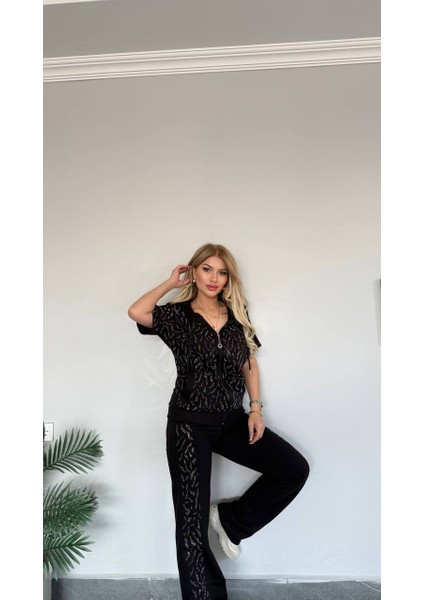 Kadın Yeni Sezon Kapüşonlu Geniş Paça Alt Üst Takım