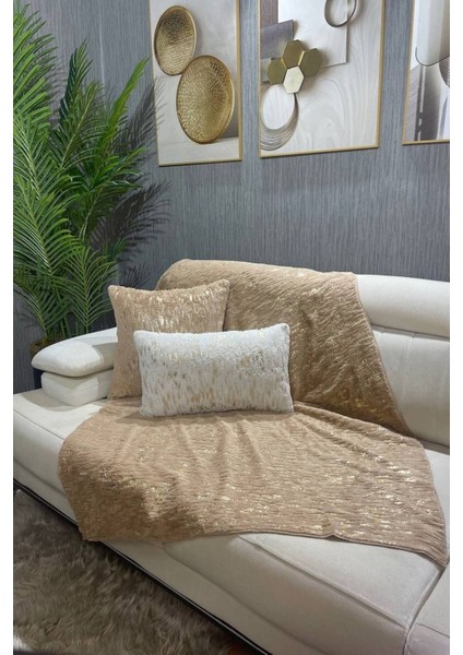 Peluş Varaklı Koltuk Şalı -Sütlü Kahve fiyatları