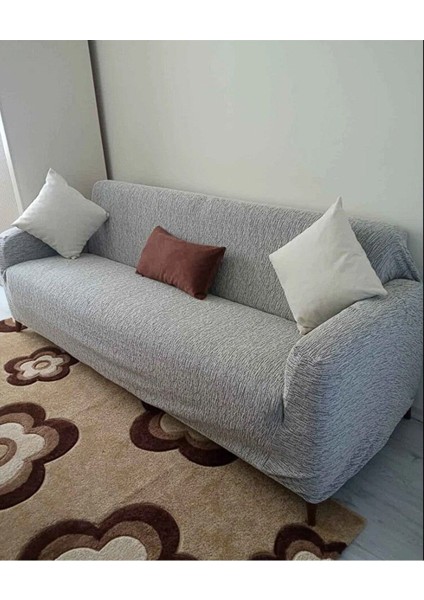 Jakarlı Düz Desen 3 Kişilik Lastikli Koltuk Kılıfı Çekyat Koltuk Örtüsü Streç Esnek kanepe kılıfı fırsatları