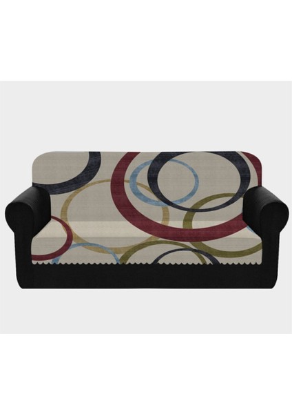 Else Kahve Kırmızı Halka Desenli Kanepe Çekyat Koltuk Örtüsü Şalı 175X225CM